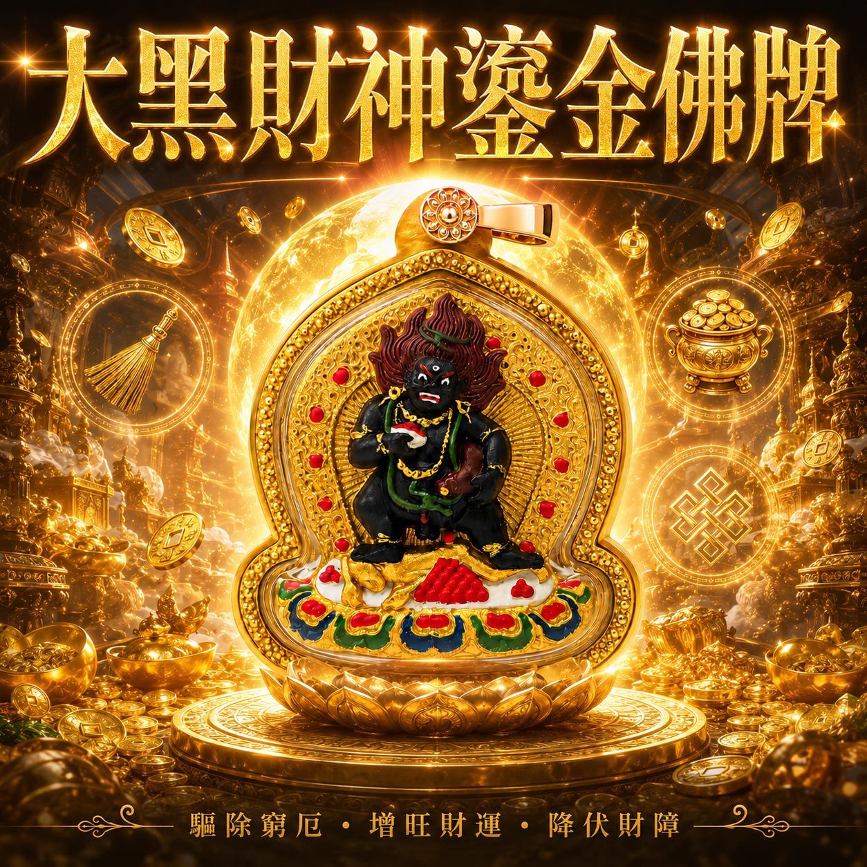 開運NOW-【開運珍藏】大黑財神鎏金佛牌-預購