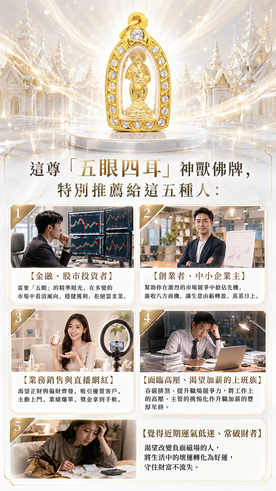泰幸福-金讚五眼四耳佛牌 產品說明
