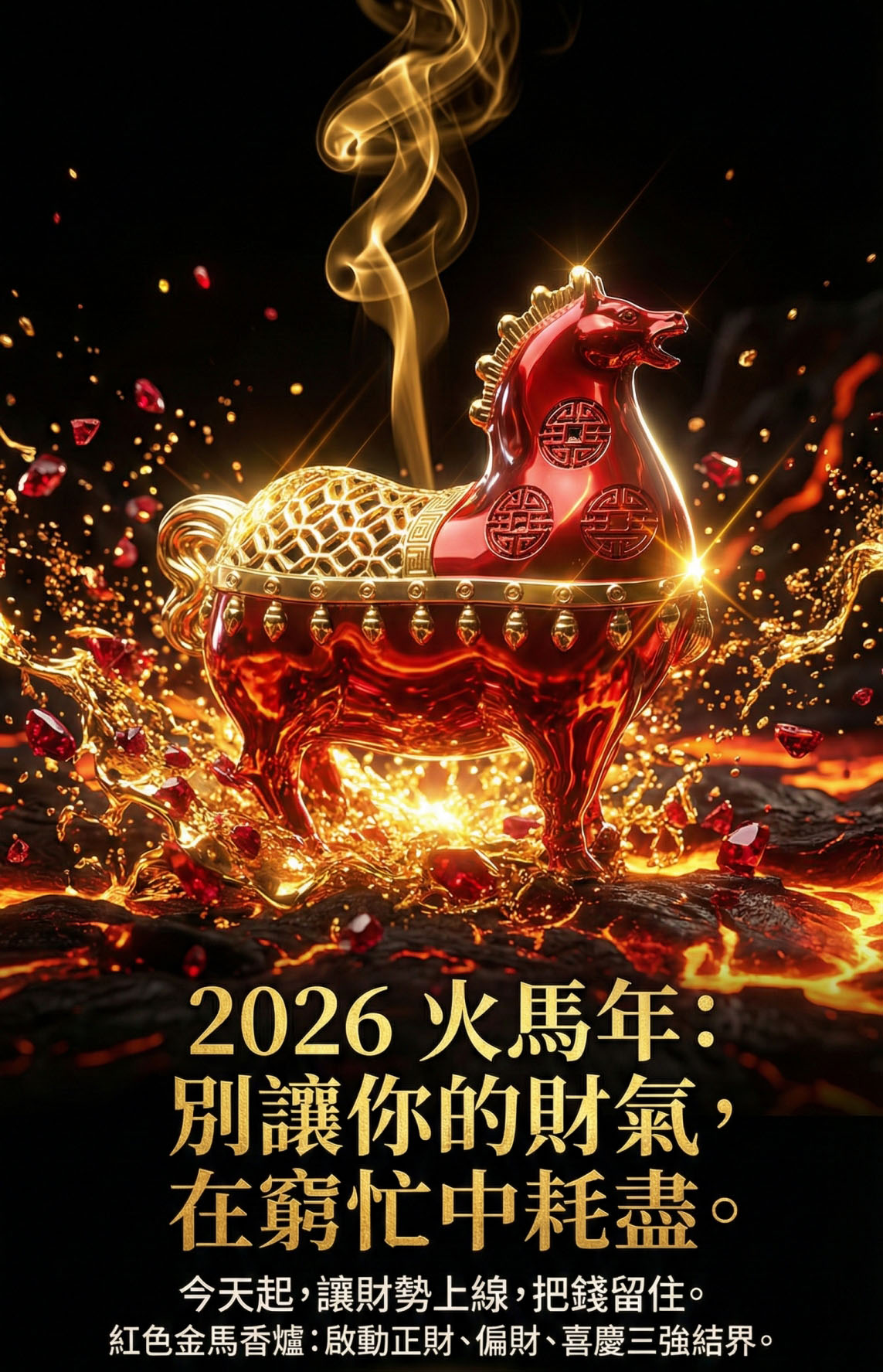 紅色金馬香爐+十倍增益能量粉2入