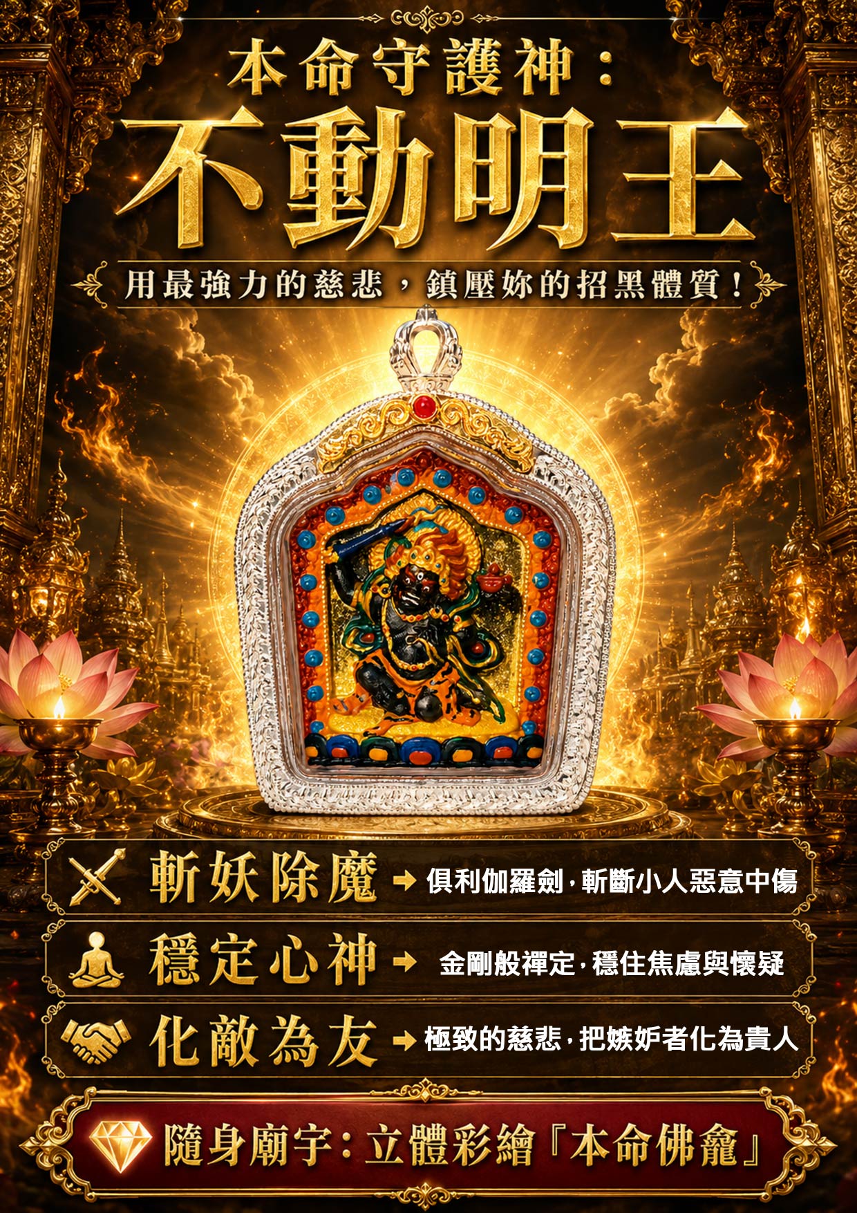 開運NOW-【開運珍藏】不動明王守護佛牌-預購 產品說明