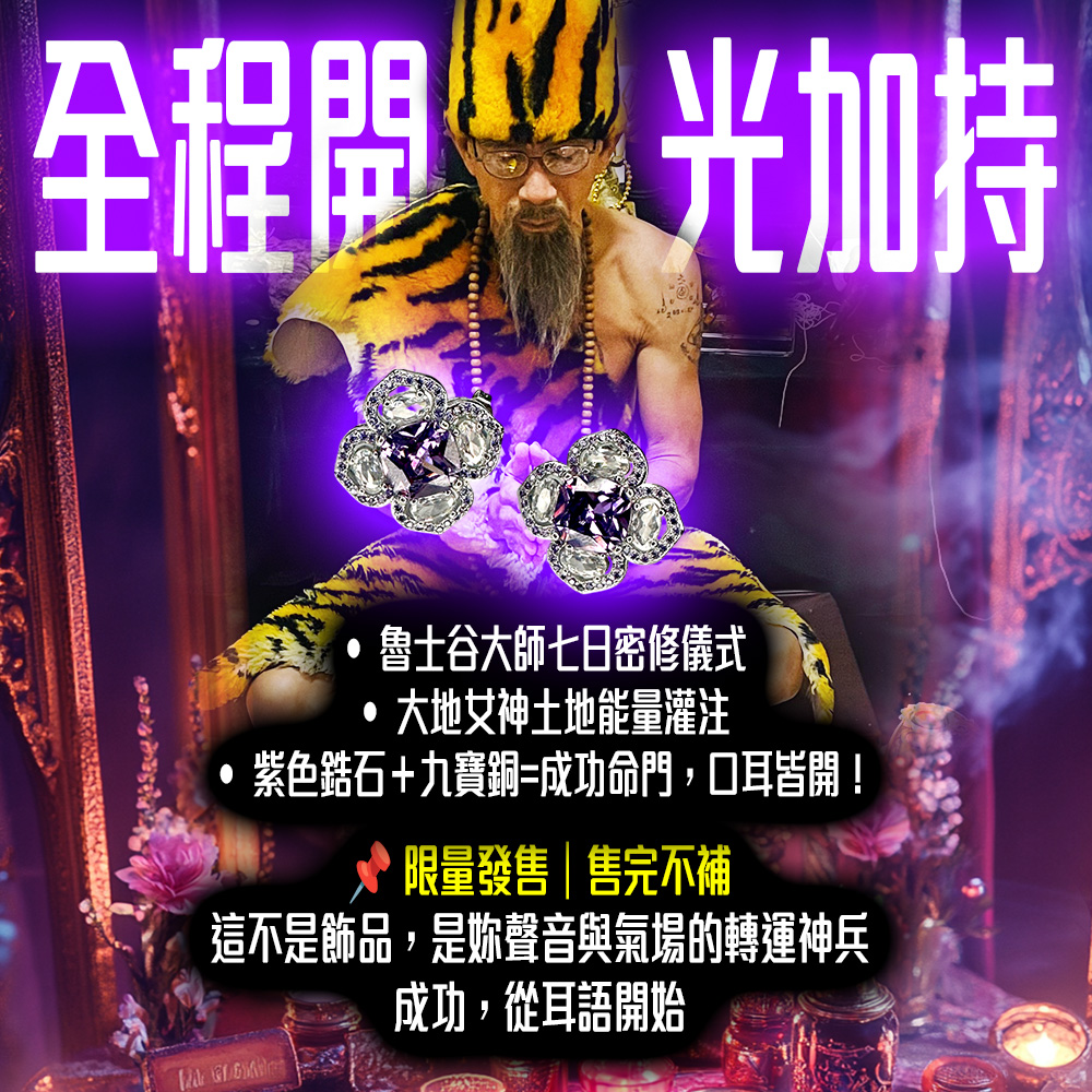 大辣天后宮-【九寶銅】紫想成功耳環