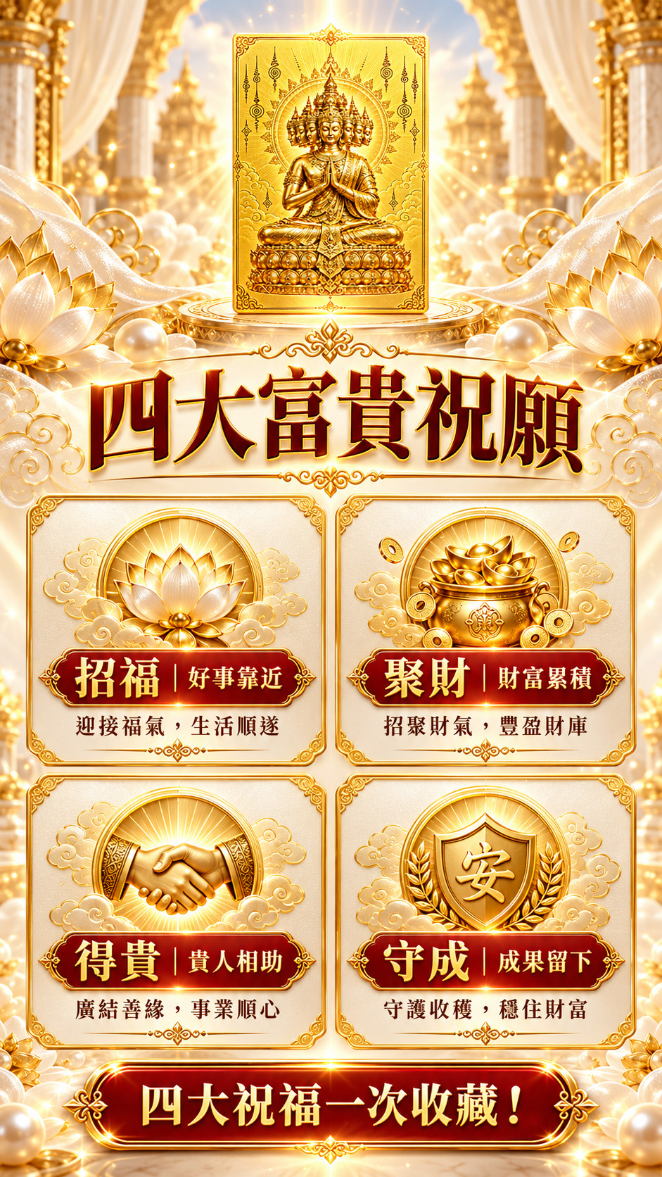 開運NOW-2027九面富貴佛金卡(預購) 產品說明