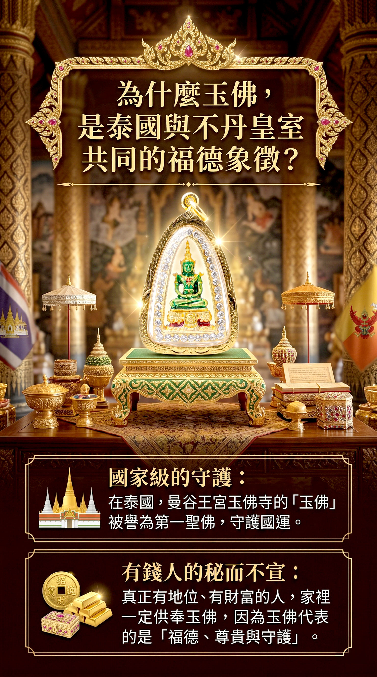 大辣天后宮-【絕世珍稀 · 玉見福報】泰國皇室級守護玉佛佛牌 產品說明