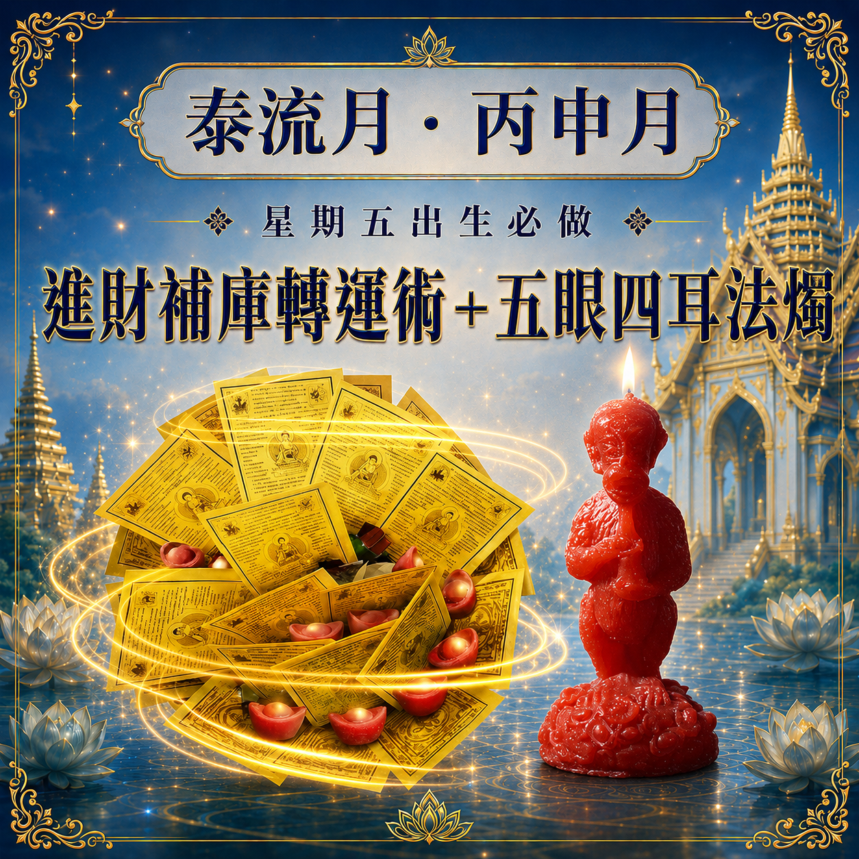 泰幸福-【星期五】丙申月・泰流月-進財補庫轉運術＋五眼四耳法燭