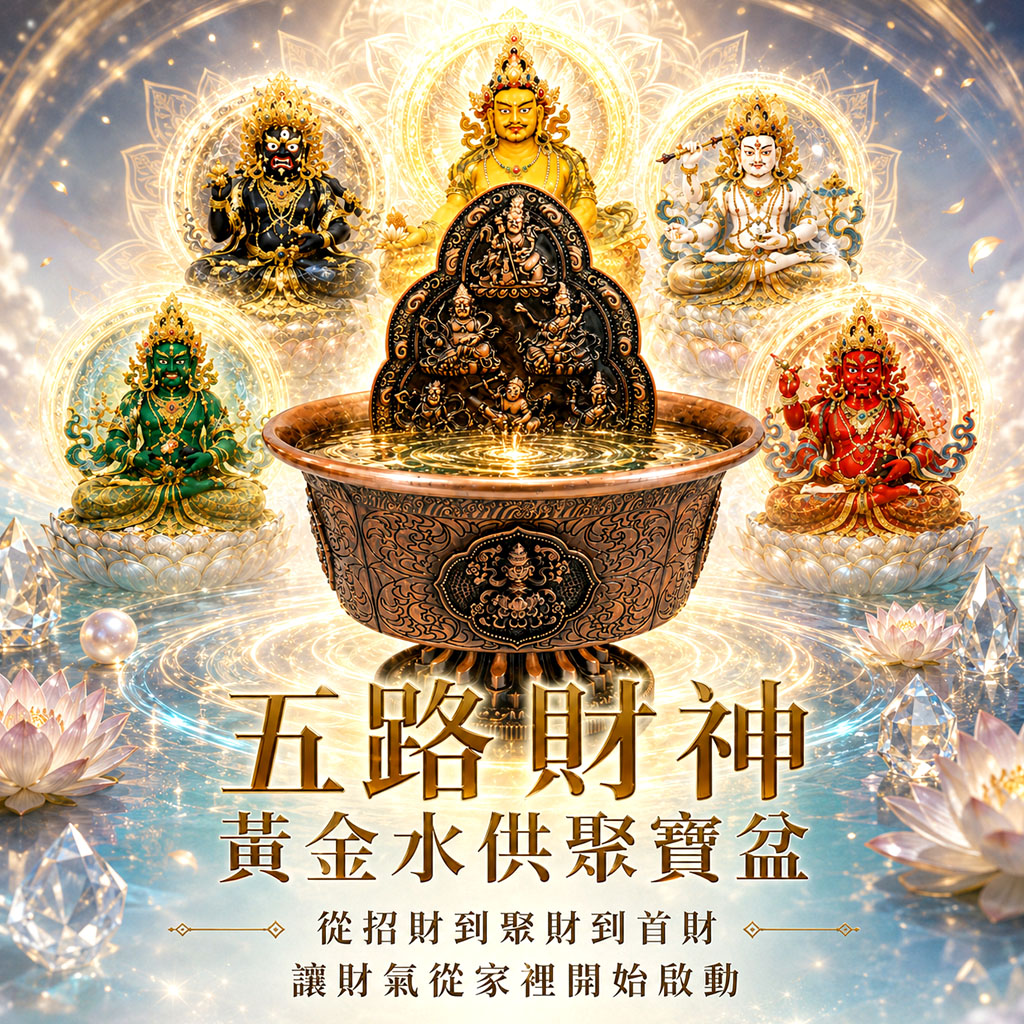 開運NOW-【開運珍藏】五路財神・黃金水供聚寶盆_-_預購