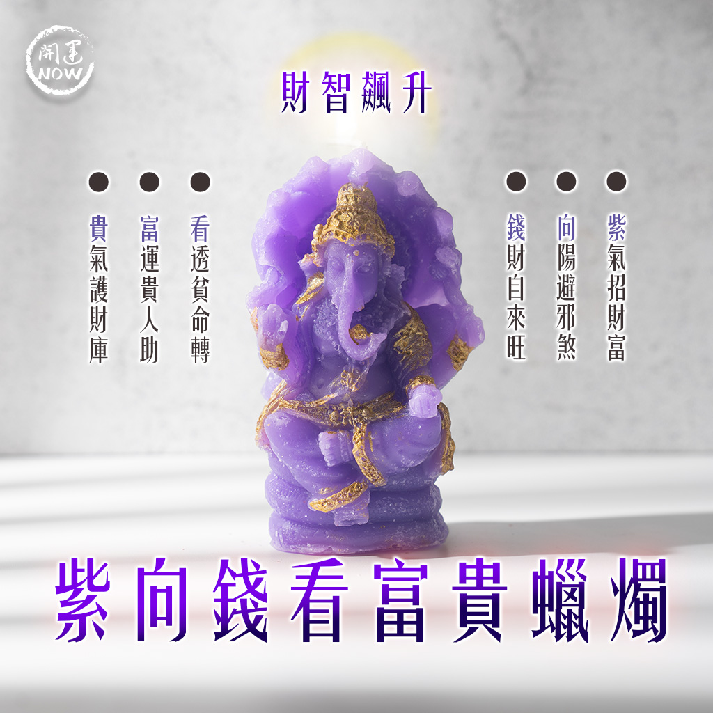 開運NOW-紫向錢看富貴象神蠟燭▲財智雙全