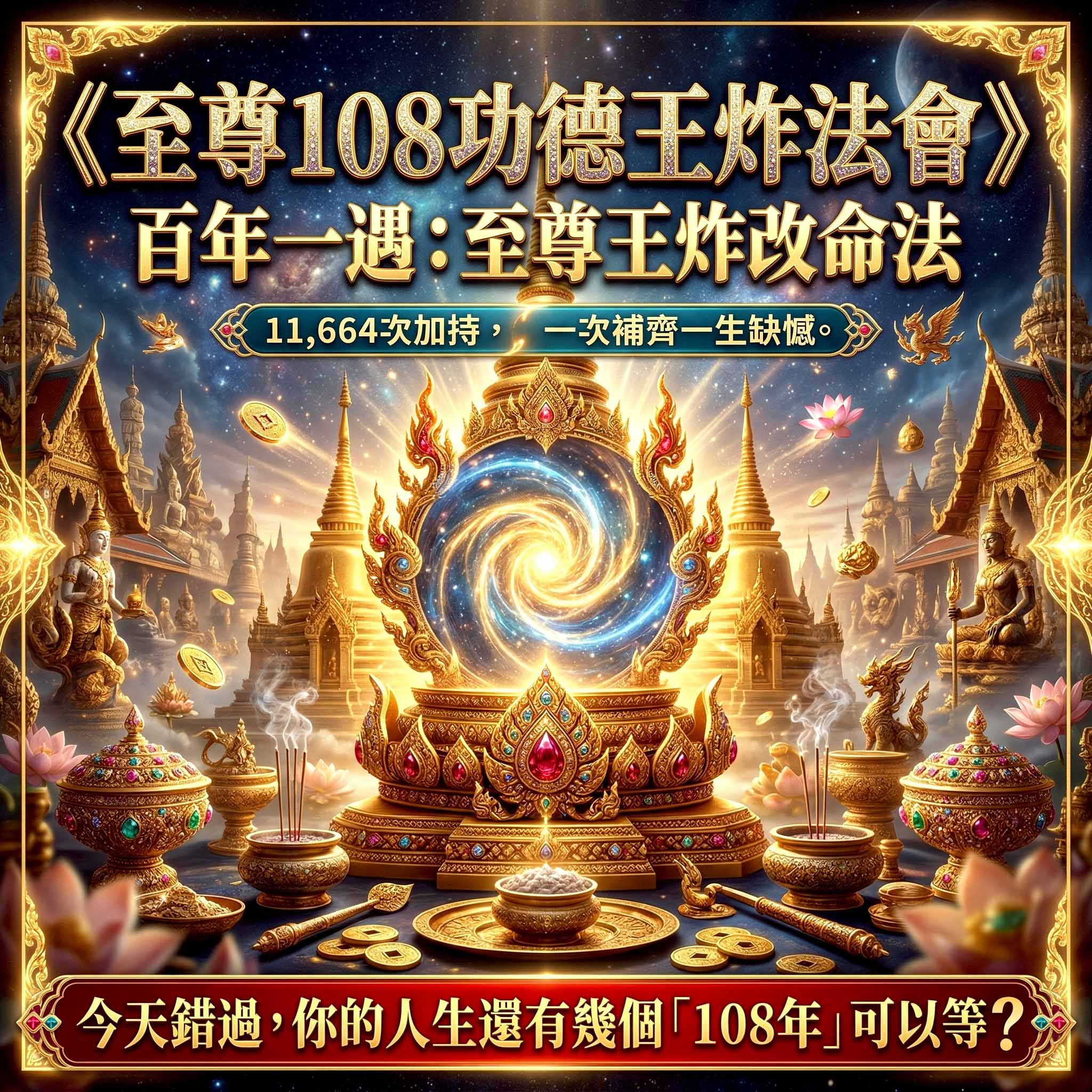 開運NOW-《108種無上功德法會》至尊王炸版送玉佛佛牌＿