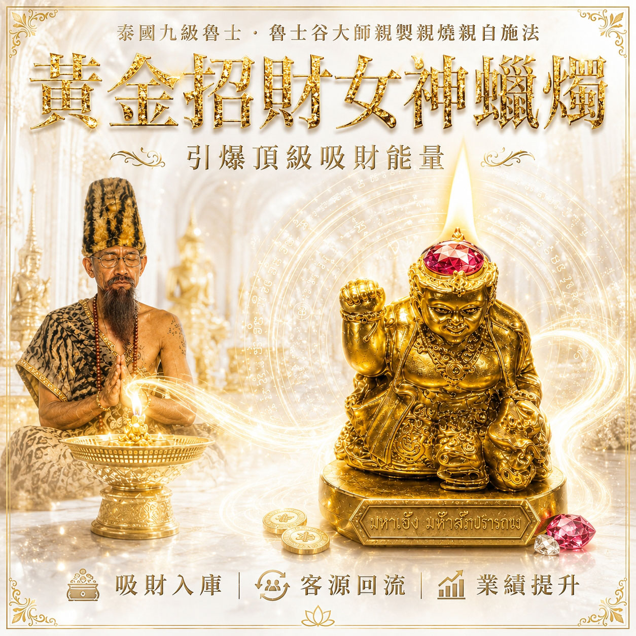 開運NOW-【魯士谷大師】黃金招財女神蠟燭
