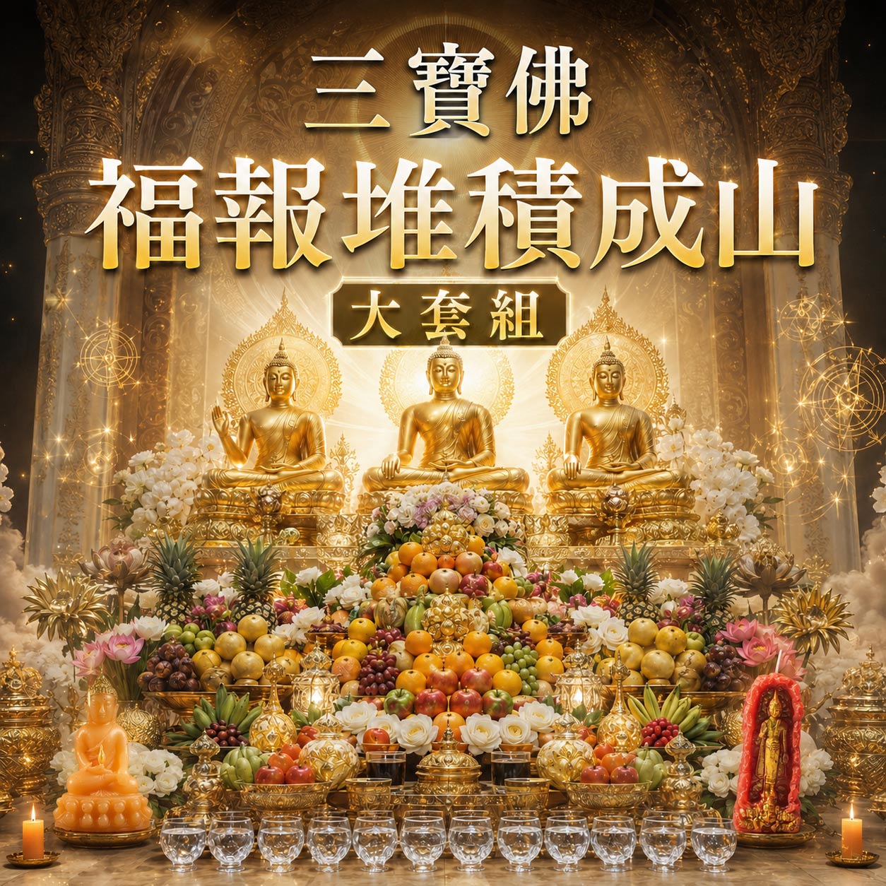 開運NOW-【三寶佛】福報堆積成山大套組 產品說明