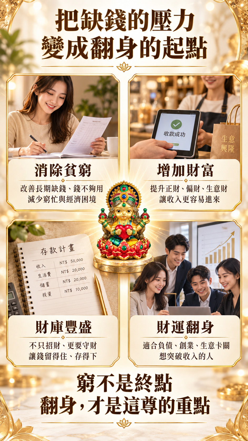 泰幸福-【乘願白富美】吉祥天女・脫貧致富佛牌-金(預購) 產品說明