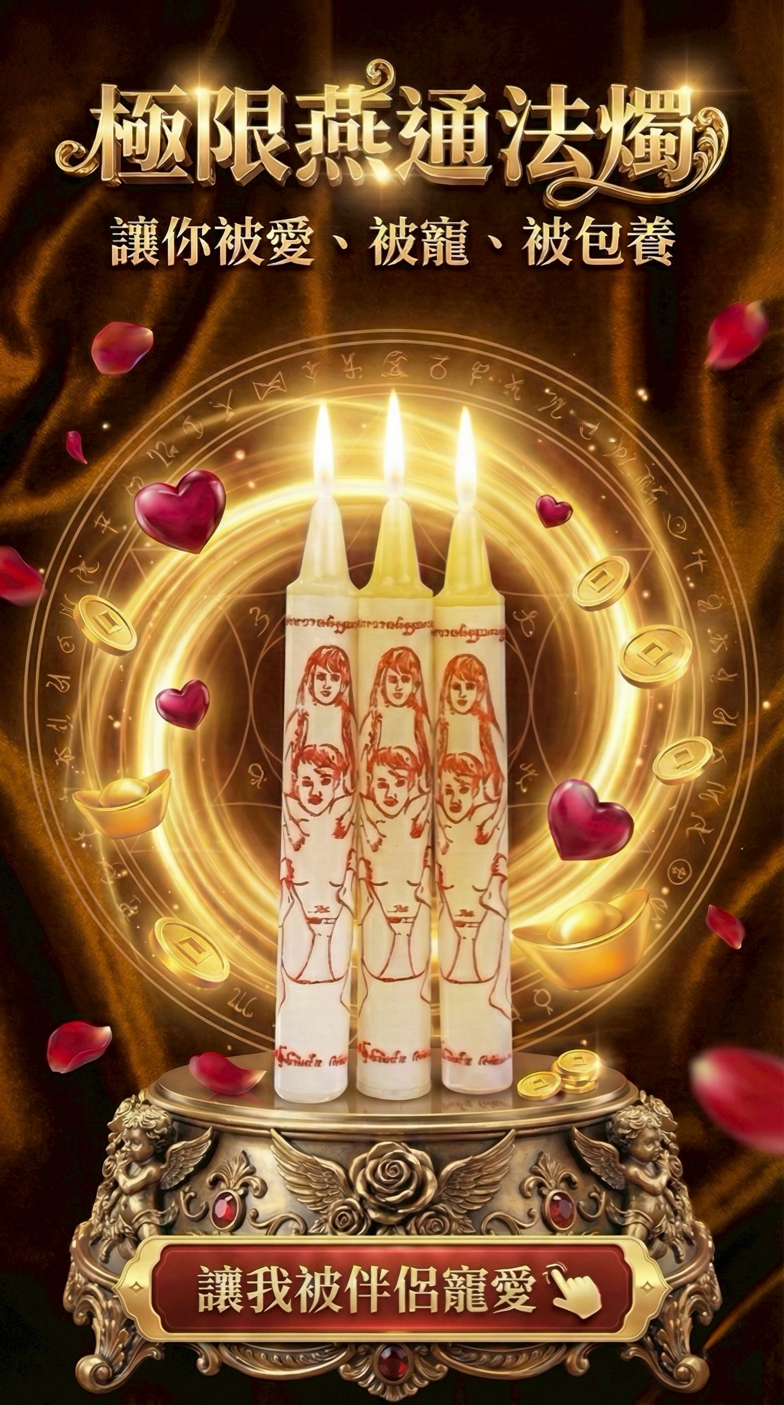 大辣天后宮-極限燕通和合蠟燭（勾魂鎖心） 產品說明