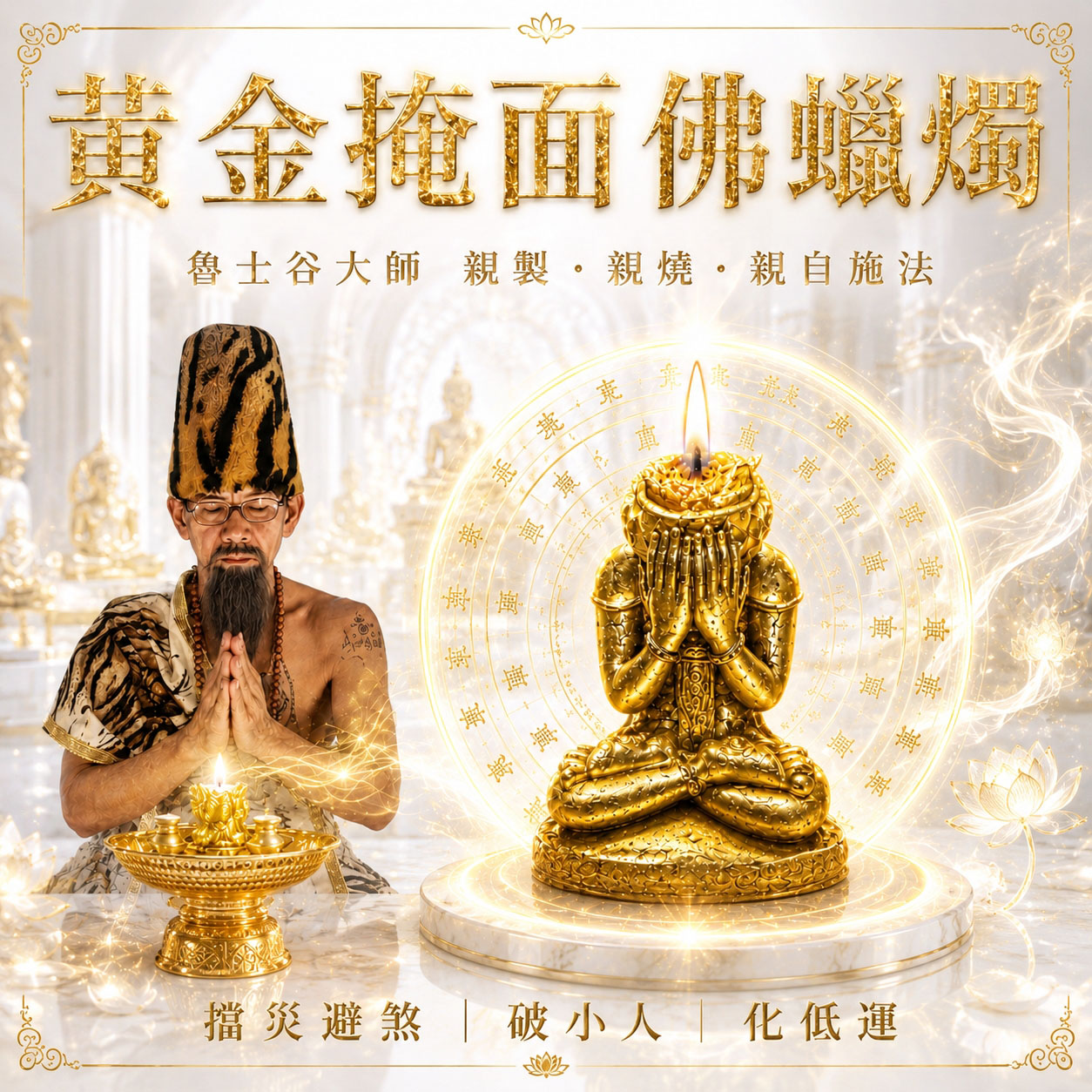開運NOW-【魯士谷大師】黃金掩面佛蠟燭