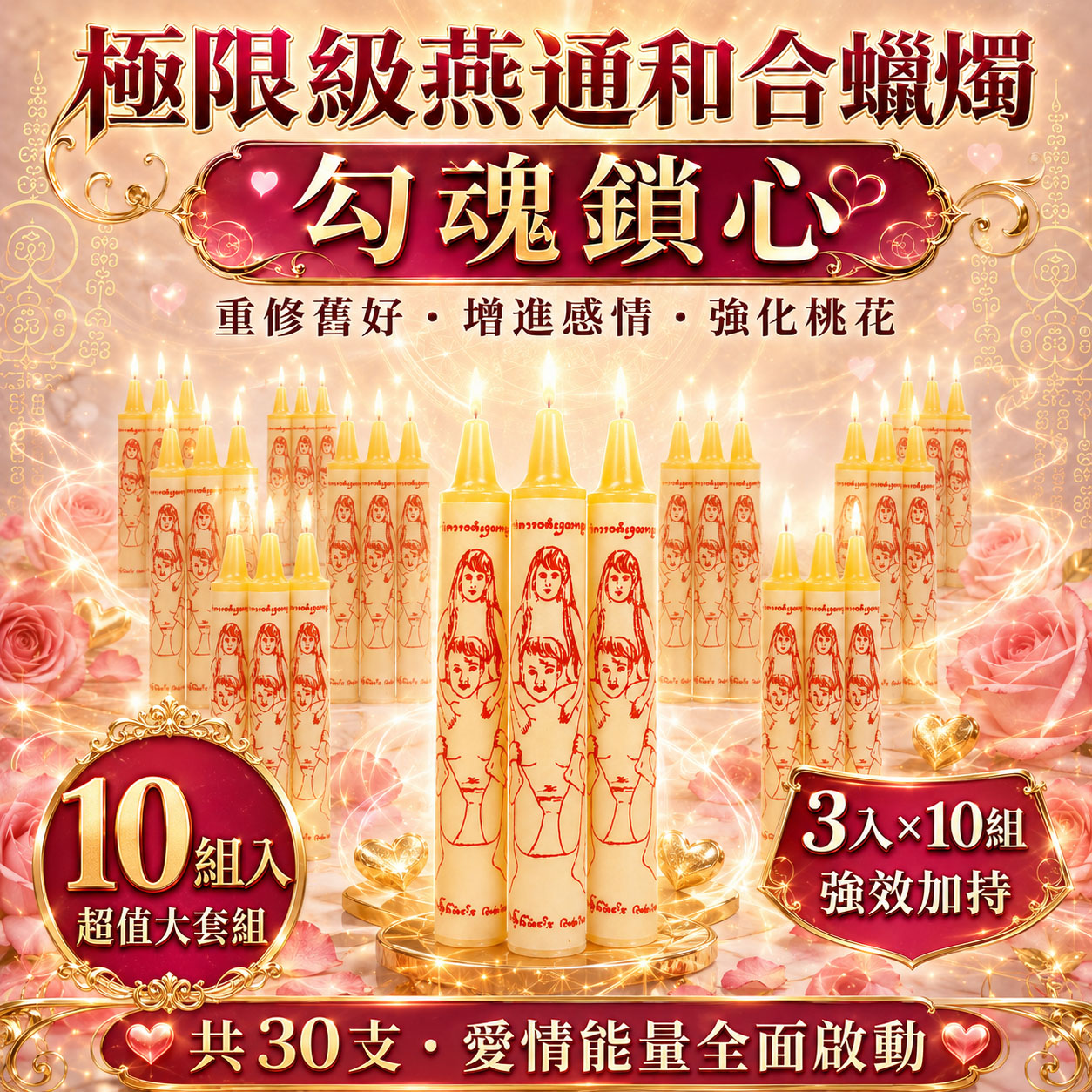 開運NOW-極限級｜進階燕通和合蠟燭_10組