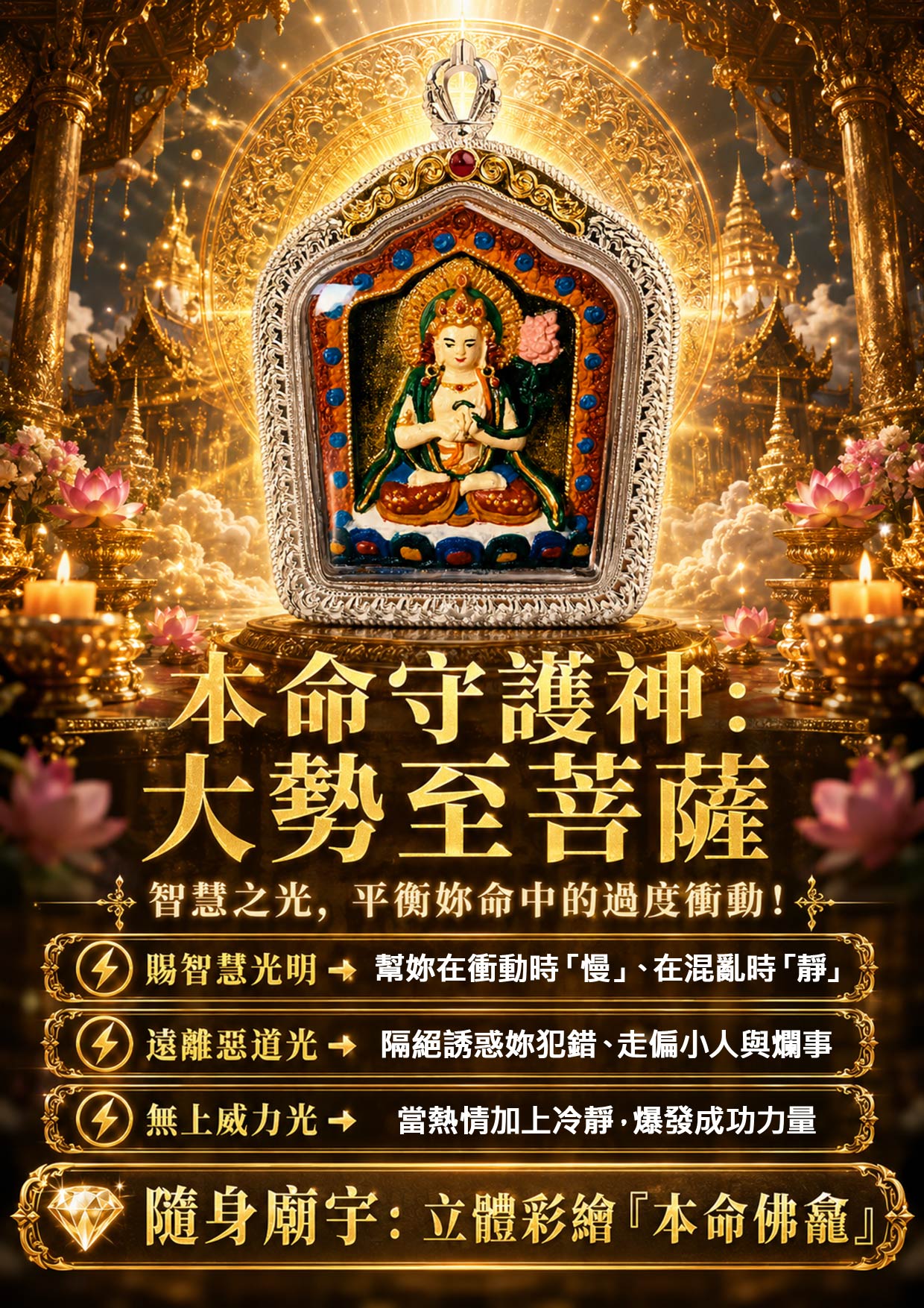 開運NOW-【開運珍藏】大勢至菩薩守護佛牌-預購 產品說明