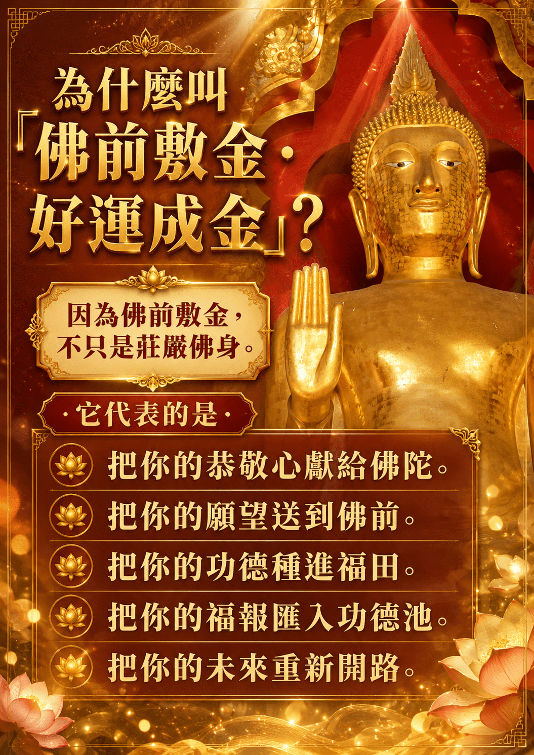 開運NOW-【世界煙供日】佛前敷金・好運成金 產品說明