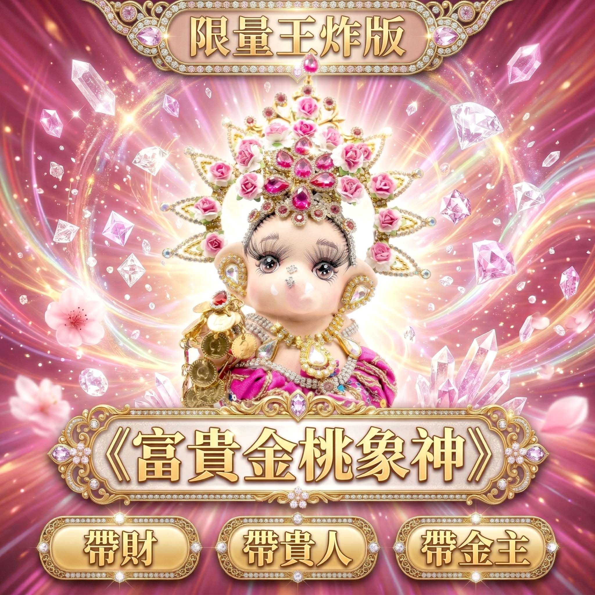 大辣天后宮-《王炸富貴金桃花》限量版象神供奉尊（粉）