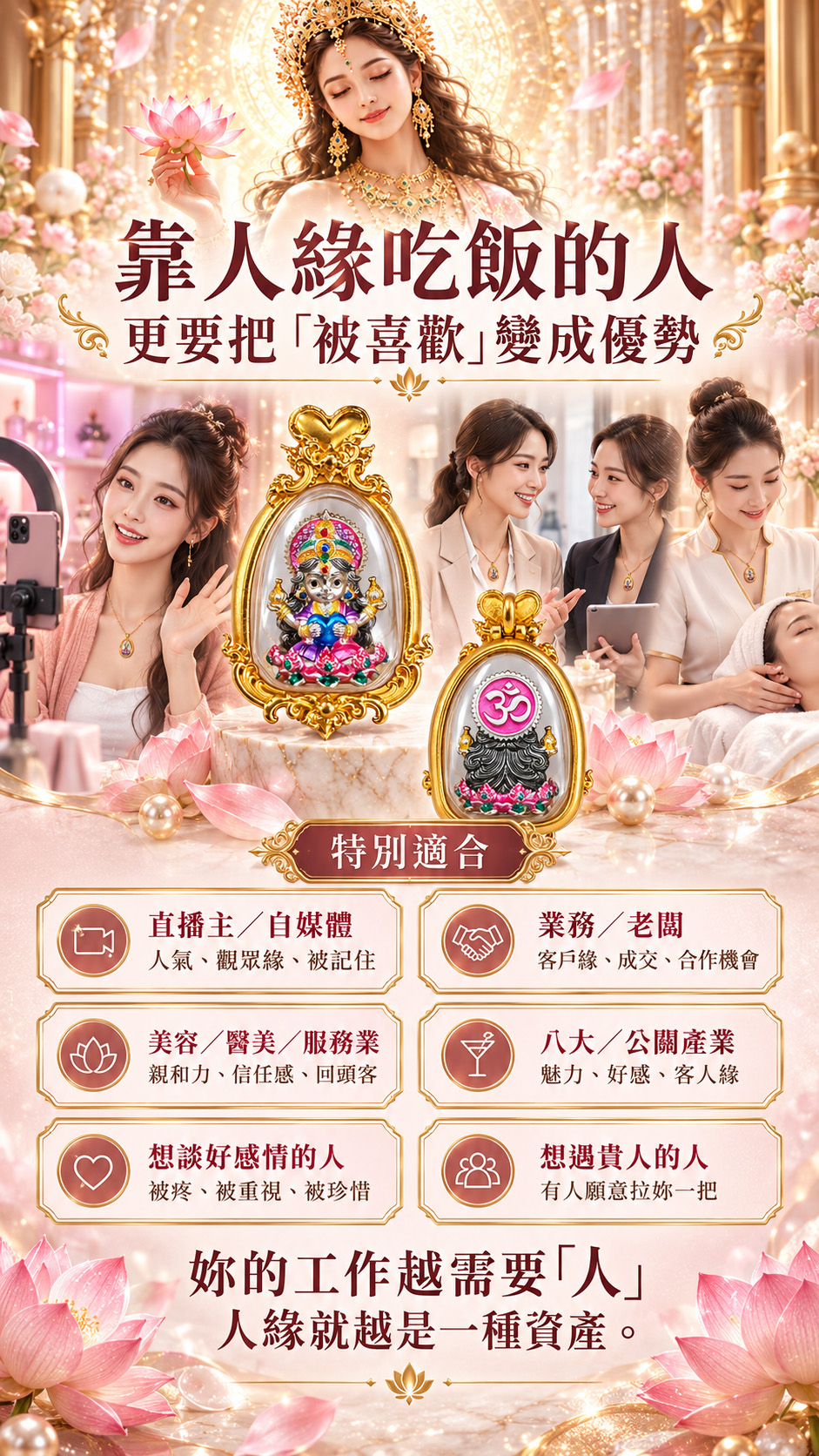 泰幸福-【乘願白富美】吉祥天女・萬人偏愛佛牌-粉(預購) 產品說明