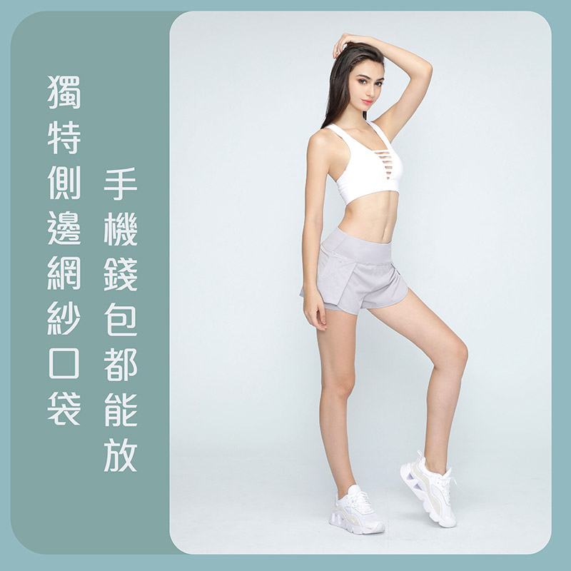 Sdare 淘氣女孩舒適防走光口袋運動短褲
