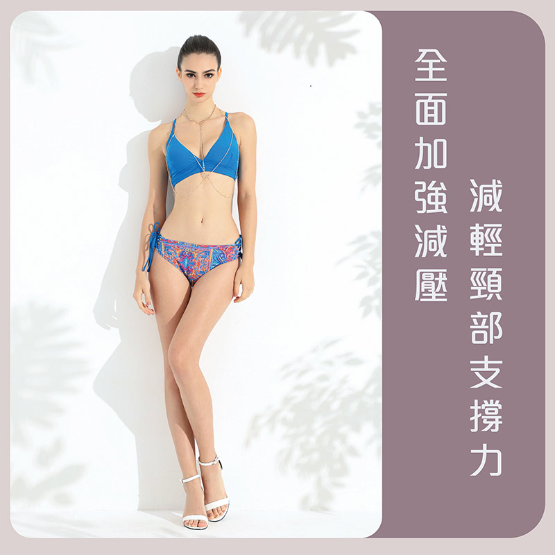 Sdare 情定盛夏交叉美背比基尼-藍