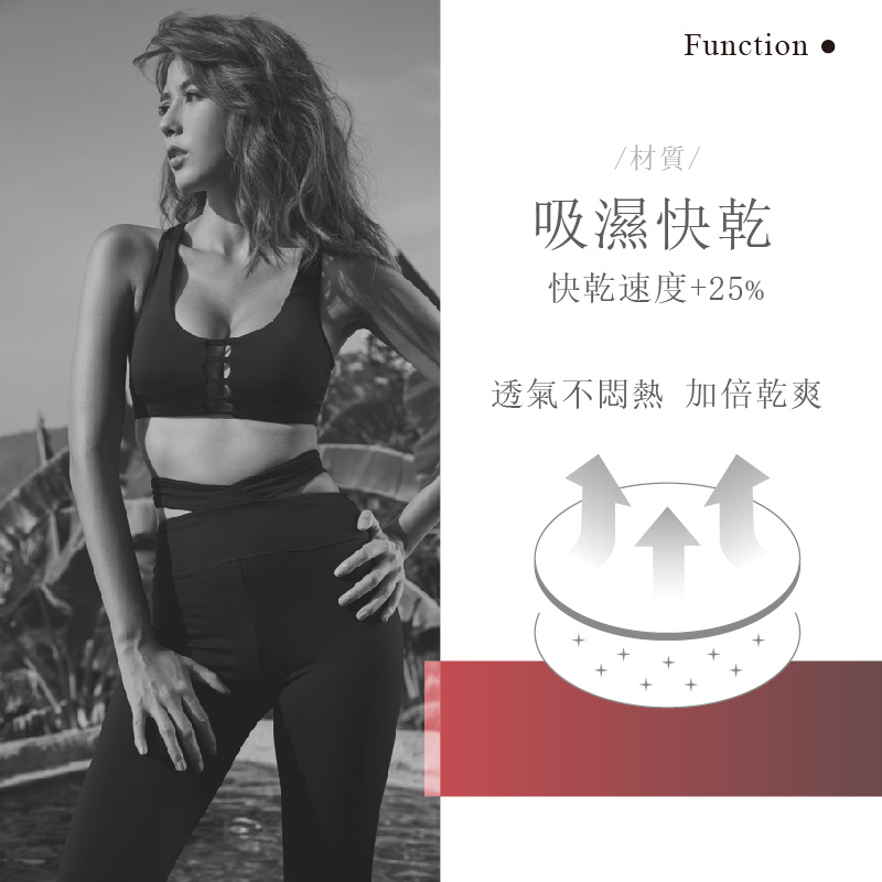 Sdare 高腰收腹交叉V字五分運動褲-黑